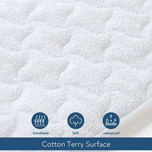 Baby Waterproof Bassinet Mattress Pad Cover and 100% Cotton Sheet(White+Greny), 20" x 28"