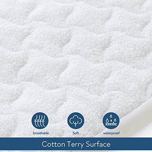 Baby Waterproof Bassinet Mattress Pad Cover and 100% Cotton Sheet(White+Greny), 20" x 28"