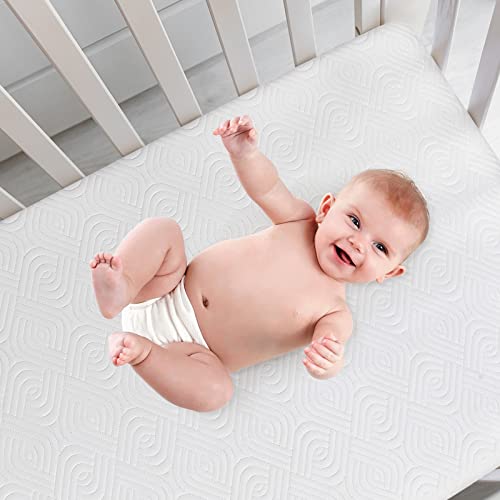 Premium Foam Crib Mattress, 2-Stage Hypoallergenic Toddler Mattress, CertiPUR-US Firm Support for Infant with Cooling Gel, Waterproof & Washable Removable Tencel Cover, 52x27.5x4.7