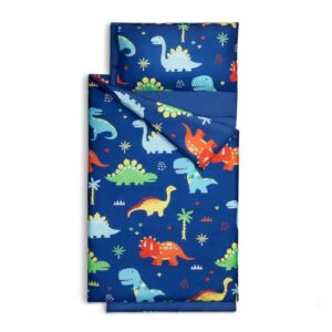 cokouchyi toddler nap mat, toddler sleeping bag with carrying bag and removable pillow, measures 53 x 21 x 1.5 inches, dinosaur kids sleeping bag, ideal for daycare and preschool, blue