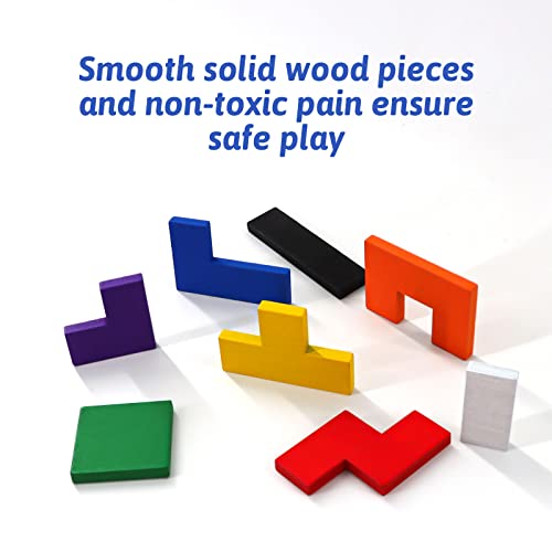 Wooden Blocks Puzzle Brain Teasers Toy，Wooden Puzzle Tangram,Cube 3D Puzzle for Kids，Puzzles for Kids Ages 2-8, Montessori Kids Educational Puzzle Games Gift (1 pcs)