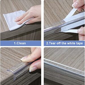 Baby Proofing, Edge Protector Strip Clear, Silicone Soft Corner Protectors with Upgraded Pre-Taped Strong Adhesive, 6.6ft(2M) for Sharp Corners of Cabinets, Tables, Drawers