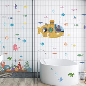 Ocean Wall Decals 70 PCS Under The Sea Wall Stickers, Sea Turtle Fish Octopus Decor Stickers Sea Life Art Decorations for Bathroom Kids Bedroom Nursery