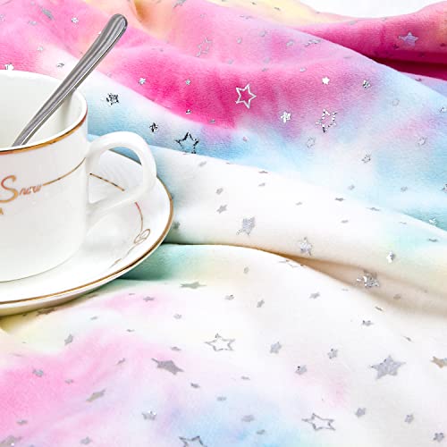 BORITAR Baby Blanket for Girls Super Soft Tie Dye Minky Fabric with Double Layer Dotted Backing, Unique Colorful Rainbow with Beauty Starry Printed Design Blanket for Toddler Gift Pink 30 X 40 Inch