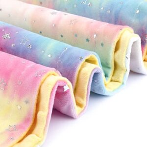 BORITAR Baby Blanket for Girls Super Soft Tie Dye Minky Fabric with Double Layer Dotted Backing, Unique Colorful Rainbow with Beauty Starry Printed Design Blanket for Toddler Gift Pink 30 X 40 Inch