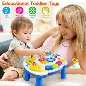 Baby Toys 6 to 12 Months Music Activity Table for Toddlers 1-3 Early Learning Baby Toys 12-18 Months Activity Center Table 9 10 Month Infant Kids Christmas Birthday Gifts for 1 2 3 Year Old Boys Girls