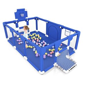 bouncats baby playpen, kids baby ball pit, playpen for babies,indoor & outdoor playpen for babies and toddlers, infant safety gates with breath (blue-2)