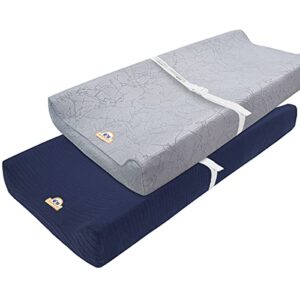 bluesnail changing pad cover, strechy ultra soft chaning pad sheet 2 pack (gray+ navy)