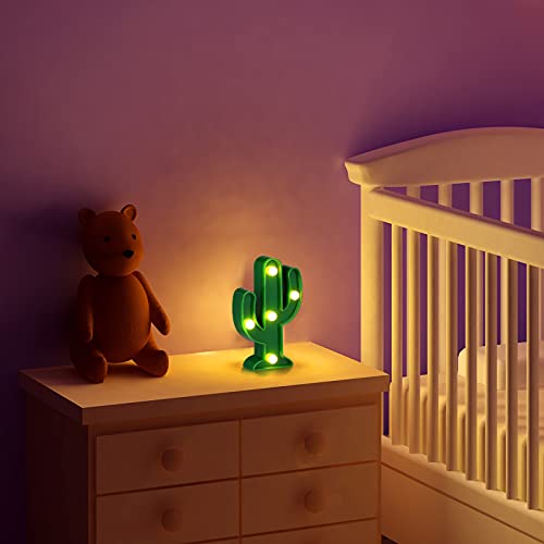 4 Pieces Star Night Lights Star Shaped LED Plastic Sign Lighted Star Marquee Lights Star Shaped Desk Lamp for Kids, Baby, Child, Girl Gift, Nursery Room (Green Cactus)