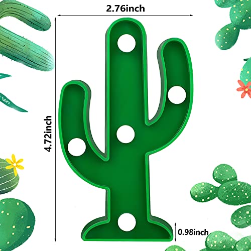 4 Pieces Star Night Lights Star Shaped LED Plastic Sign Lighted Star Marquee Lights Star Shaped Desk Lamp for Kids, Baby, Child, Girl Gift, Nursery Room (Green Cactus)