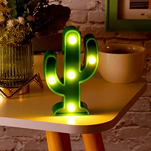 4 Pieces Star Night Lights Star Shaped LED Plastic Sign Lighted Star Marquee Lights Star Shaped Desk Lamp for Kids, Baby, Child, Girl Gift, Nursery Room (Green Cactus)