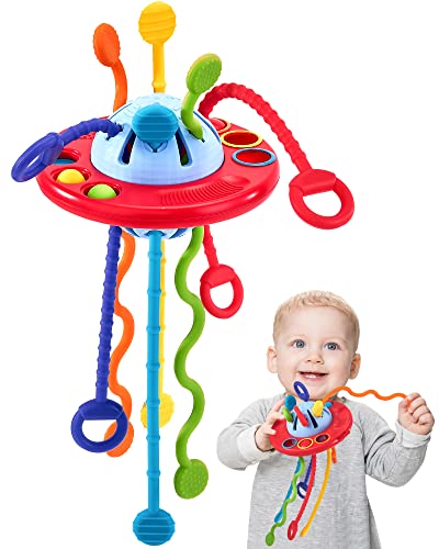 Montessori Toys for 1 Year Old Boy Gifts - Baby Toys 12-18 Months Silicone Pull String Toys for 1 Year Old Girl Gifts Travel Toys Sensory Toys for Toddlers 1-3 1st One Year Old Boy Birthday Girl Gifts