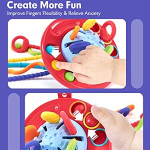 Montessori Toys for 1 Year Old Boy Gifts - Baby Toys 12-18 Months Silicone Pull String Toys for 1 Year Old Girl Gifts Travel Toys Sensory Toys for Toddlers 1-3 1st One Year Old Boy Birthday Girl Gifts