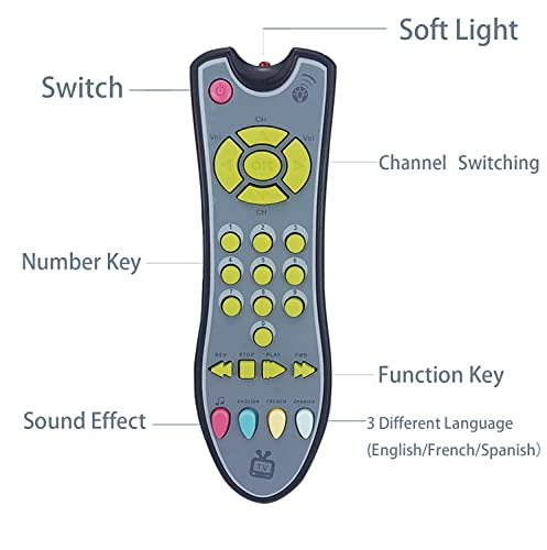 CCYYZZ Baby Remote Control Toy, Musical Toy with Light and Sounds, Learning for 12 Months+ Infants, Toddlers, Babies, Multi-Language Development from Number 0-9 in English, French, Spanish (63533)