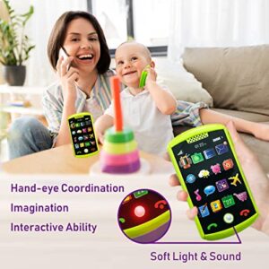 Baby TV Remote Control and Baby Phone Toy Set for Boys and Girls, Musical Remote and Pretend Phone Playset for Babies, Kids, Birthday