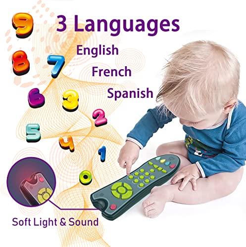 Baby TV Remote Control and Baby Phone Toy Set for Boys and Girls, Musical Remote and Pretend Phone Playset for Babies, Kids, Birthday