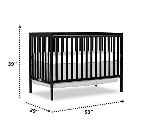 Dream On Me Synergy 5-in-1 Convertible Crib in Black & 2-in-1 Breathable Twilight 5" Spring Coil Crib and Toddler Bed Mattress