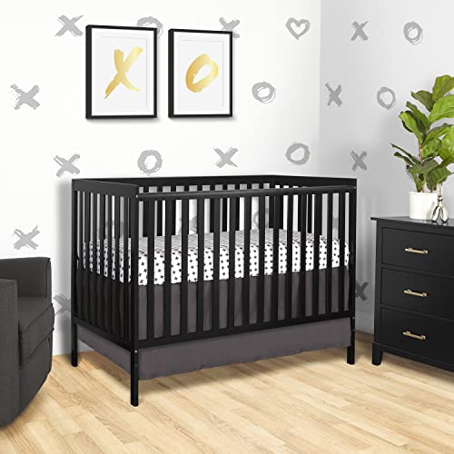 Dream On Me Synergy 5-in-1 Convertible Crib in Black & 2-in-1 Breathable Twilight 5" Spring Coil Crib and Toddler Bed Mattress