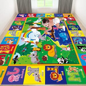 ltkougfam kids play rug for baby floor mats for kids baby play mat abc educational rug for kids room non slip area rug, kids rugs for playroom classroom (78.7x59 inch)