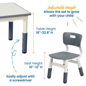 ECR4Kids Rectangle Dry-Erase Activity 2 Adjustable Height Plastic Grey Childrens-Table-and-Chair-Sets