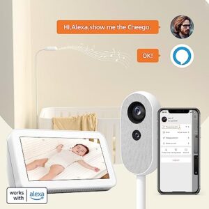 Cheego Smart Baby Monitor & Floor Stand HD Video Camera and Audio, 2-Way Talk, Nightlight and Night Vision, Room Humidity & Temp, Wake up & Crying Detection Works with Alexa