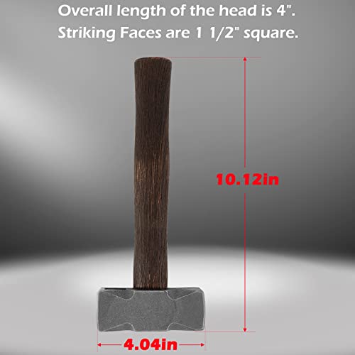 2.2LB Forging Square Hammer with Double Faces Perfect for Farrier Bladesmithing Blacksmith Anvil Knife