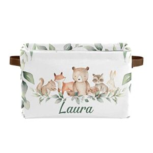 cute animals bear fox personalized custom name waterproof storage boxs baskets clothes towel book for bathroom office 1 pack