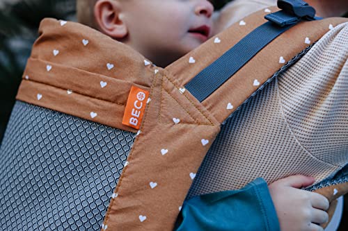 Beco Toddler Carrier with Extra Wide Seat - Toddler Carrying Backpack Style and Front-Carry - Lightweight & Breathable Child Carrier - Toddler Sling Carrier 20-60 lbs (Cool Brick Heart)