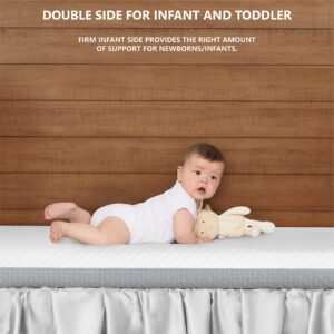 Dream On Me 2 in 1 Infant Crib and Toddler Bed Mattress | Greenguard Gold and JPMA Certified Crib Mattress | Copper-Infused Toddler Layer | Removable Zipper Cover | Pure Zen White and Grey