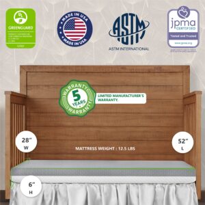 Dream On Me 2 in 1 Infant Crib and Toddler Bed Mattress | Greenguard Gold and JPMA Certified Crib Mattress | Copper-Infused Toddler Layer | Removable Zipper Cover | Pure Zen White and Grey