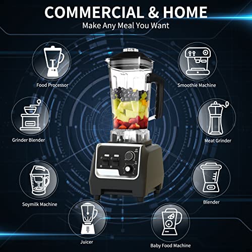 Morzejar Professional Blender, Blenders for Kitchen Max 2200W High Power Home and Commercial Blender with Timer, Heavy Duty Ice Blender 68 OZ Smoothie Maker for Crushing Ice, Frozen Fruit, Fish, ect