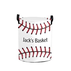 baseball red laces personalized freestanding laundry hamper, custom waterproof collapsible drawstring basket storage bins with handle for clothes