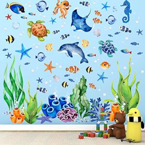 ocean fish wall decals stickers under the sea wall decal stickers removable sea life marine animal sticker underwater ocean creatures wall decor for kids girls