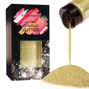 holographic ultra fine glitter powder metallic resin glitter 60g pet flakes crafts sequins epoxy chips flakes for tumblers slime jewelry making (honey gold)