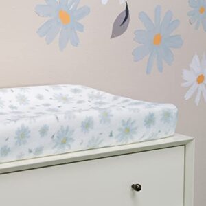 Lambs & Ivy Sweet Daisy White/Blue Flowers Changing Pad Cover