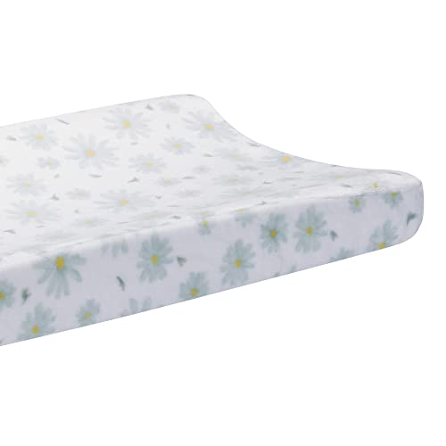 Lambs & Ivy Sweet Daisy White/Blue Flowers Changing Pad Cover