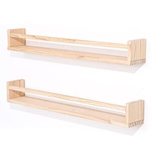 azsky nursery bookshelf set of 2,36 inch natural wood nursery book shelves wall bookshelves for kids,baby floating bookshelves for wall,bathroom living room decor,can be dyed