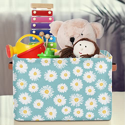 AUUXVA Little Daisy Storage Baskets Cube Storage Boxes Bins Collapsible Laundry Baskets for Nursery Shelf Bedroom Bathroom Toy Organizer 1PC