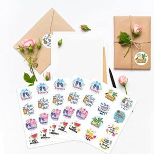 Lucleag 360PCS Summer Stickers for Kids, Individual Cute Hello Summer Beach Watermelon Beer Ice Cream Pineapple Stickers for Hawaii Tropical Party Decoration Summer Party Favor Candy Stickers