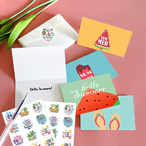 Lucleag 360PCS Summer Stickers for Kids, Individual Cute Hello Summer Beach Watermelon Beer Ice Cream Pineapple Stickers for Hawaii Tropical Party Decoration Summer Party Favor Candy Stickers