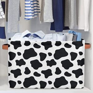 Animal Cow Printing Storage Baskets Cube Storage Boxes Bins Collapsible Laundry Baskets for Nursery Shelf Bedroom Bathroom Toy Organizer (15x11x9.5in) 1PC