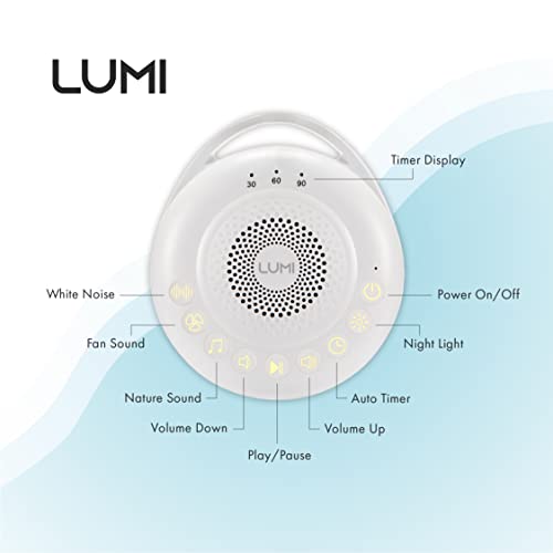 LUMI | Portable White Noise Machine | Baby Sleep Aid with 26 Sounds | White Noise Baby | 3 Lighting Modes | Memory Function | 30, 60, 90 Minute Timer | Sleep Aid for Adults, Children & Babies…