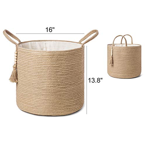 Mkono Woven Storage Basket Decorative Natural Rope Basket and Cotton Rope Basket Boho Cute Decor and Organizer for Nursery, Baby Toys, Blanket