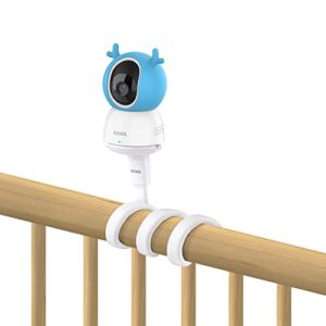 KAWA Baby Monitor Mount, Universal Baby Monitor Mount for Crib, Flexible Baby Monitor Holder, Compatible for All 1/4 Triple Hole Baby Monitor Camera, Without Tools or Wall Damage - White