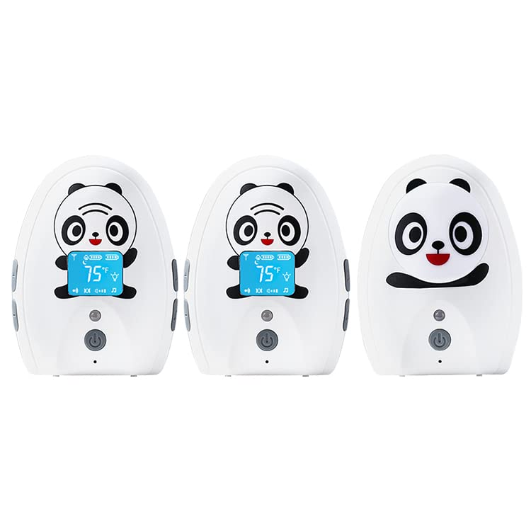 TimeFlys Audio Baby Monitor Twin Mustang Panda,Two-Way Talk,Long Range up to 1000 ft, Rechargeable Battery,Temperature Monitoring and Warning,Lullabies,Vibration,LCD Display,Night Light