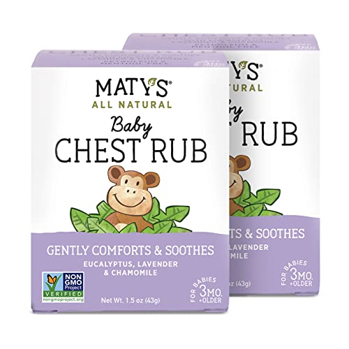 Matys Baby Chest Rub – Naturally Comfort, Soothe and Help Relieve Congestion in Babies 3 Months+, Petroleum Free – Made with Soothing Lavender and Chamomile, 1.5 oz – 2 Pack