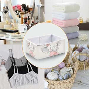 Baby Elephant Pink Storage Basket Storage Bin Rectangular Collapsible Storage Containers Decorative Storage Boxes Organizer for Living Room Bedroom