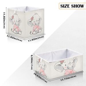 Baby Elephant Pink Storage Basket Storage Bin Rectangular Collapsible Storage Containers Decorative Storage Boxes Organizer for Living Room Bedroom