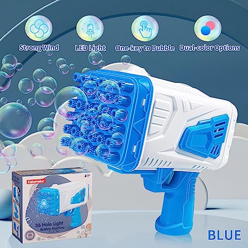 Bazooka Bubble Gun with Light for Summer|Rocket Boom Bubble Blower|Big Rocket Launcher Bubble Machine Gun,Toddler Outdoor Toys for Kids Ages 4-8,Gifts for 3 5 6 7 Year Old Boys and Girls,Adults (Blue)