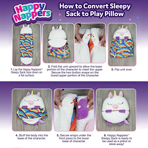 Happy Nappers Pillow & Sleepy Sack- Comfy, Cozy, Compact, Super Soft, Warm, All Season, Sleeping Bag with Pillow- Unicorn (Medium)